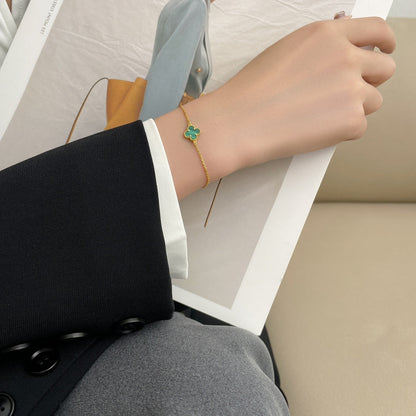 [moco jewelrys]CLOVER BRACELET MALACHITE 1 MOTIF