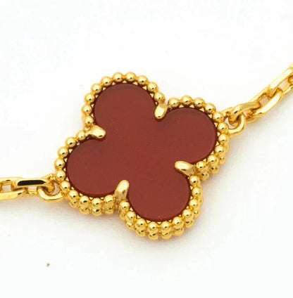 [Moco jewelrys] CLOVER 5 MOTIF RED CORNELIAN BRACELET COLLECTION