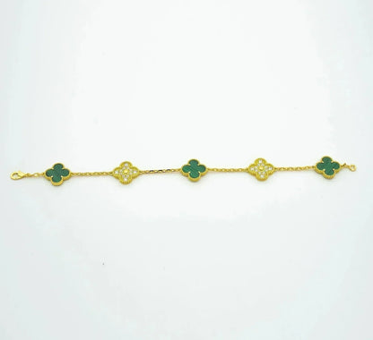 [Moco jewelrys] CLOVER 5 MOTIF MALACHITE BRACELET COLLECTION