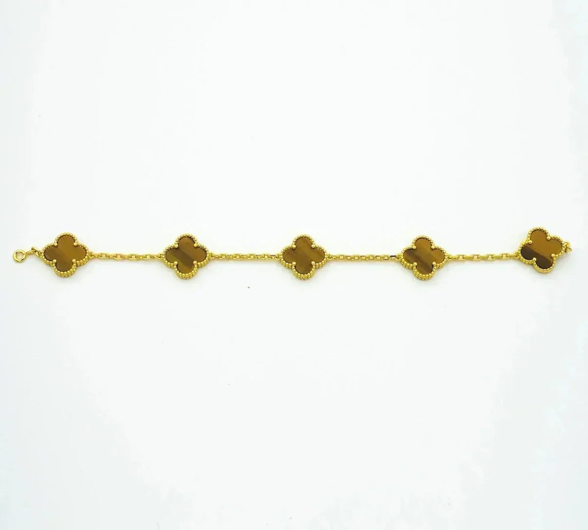[Moco jewelrys] CLOVER 5 MOTIFS TIGER EYE BRACELET COLLECTION