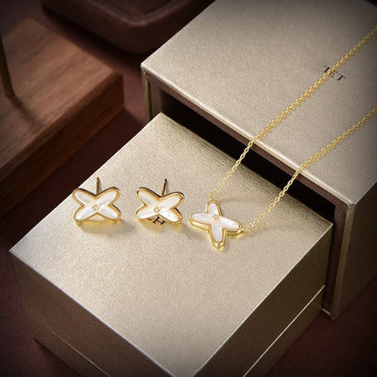 [moco jewelrys]JEUX DE WHITE MOP GOLD DIAMOND EARRINGS