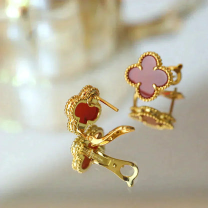 [moco jewelrys]CLOVER MEDIUM 1 MOTIFS CARNELIAN  EARRINGS
