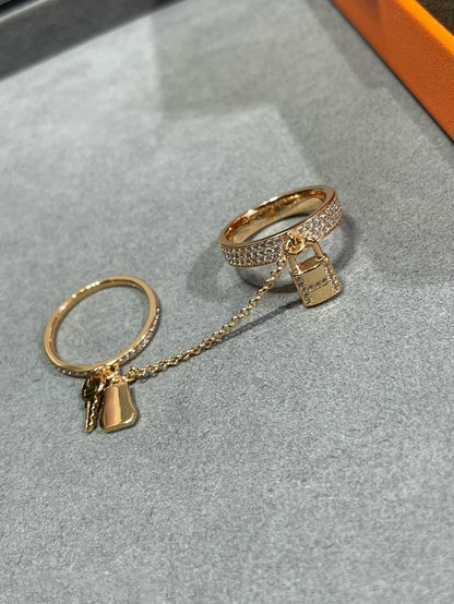 [moco jewelrys]HM KELLY CLOCHETTE DOUBLE RING IN  WITH DIAMONDS