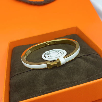 [moco jewelrys]CLASSIC HM CLIC WHITE 8MM ENAMEL BRACELET