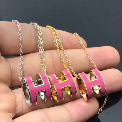 [moco jewelrys]H NECKLACE PINK