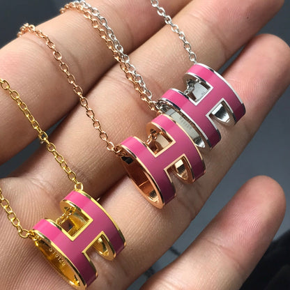 [moco jewelrys]H NECKLACE PINK