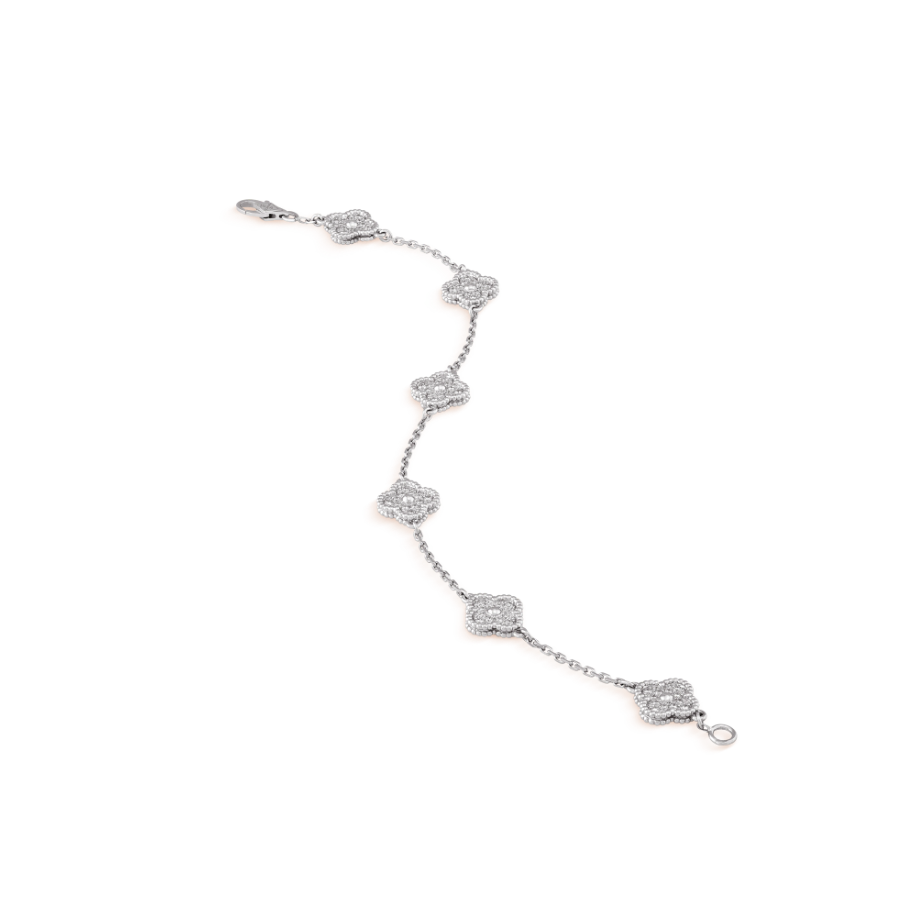 [moco jewelrys]CLOVER 6 MOTIF SILVER DIAMOND BRACELET