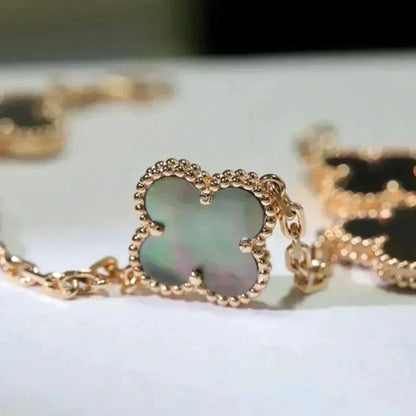 [Moco jewelrys] CLOVER 5 MOTIF GRAY MOP BRACELET COLLECTION