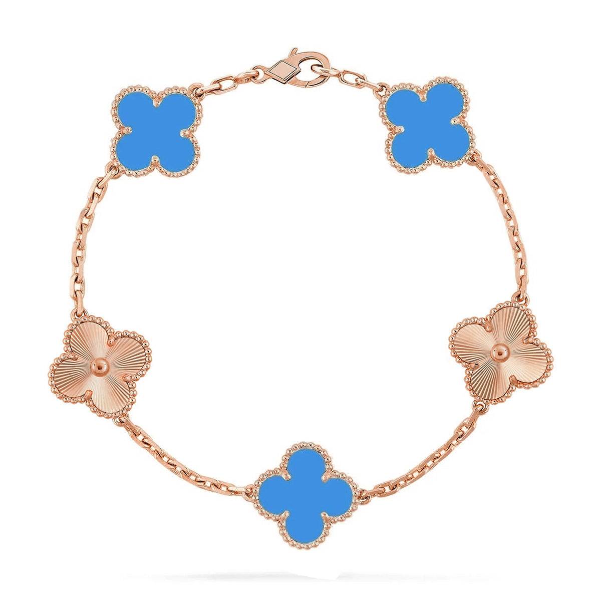 [Moco jewelrys] CLOVER 5 MOTIF BLUE AGATE BRACELET COLLECTION