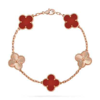 [Moco jewelrys] CLOVER 5 MOTIF RED CORNELIAN BRACELET COLLECTION