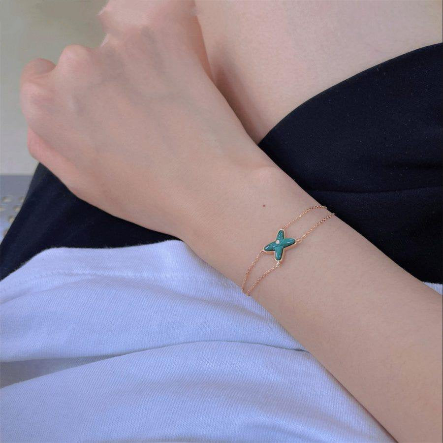 [moco jewelrys]JEUX BRACELET MALACHITE PINK GOLD 1 DIAMOND