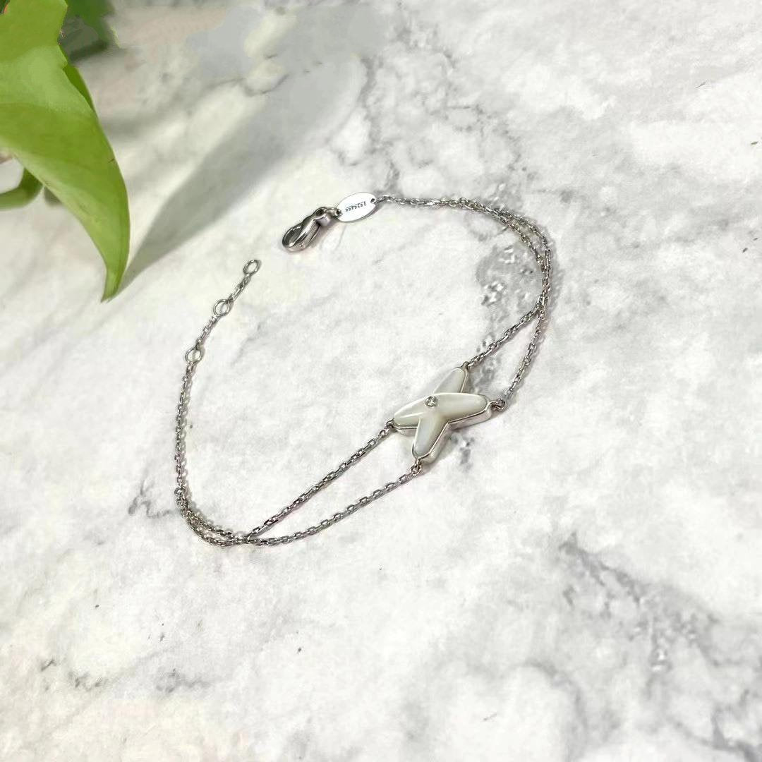[moco jewelrys]JEUX BRACELET WHITE MOP SILVER 1 DIAMOND