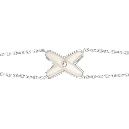 [moco jewelrys]JEUX BRACELET WHITE MOP SILVER 1 DIAMOND
