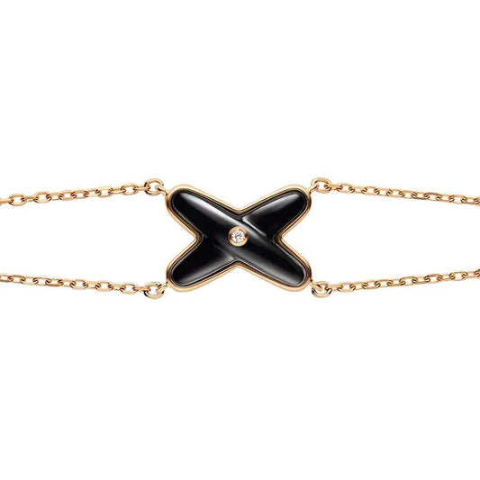 [moco jewelrys]JEUX BRACELET ONYX PINK GOLD 1 DIAMOND