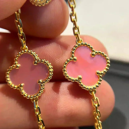 [Moco jewelrys] CLOVER 5 MOTIFS  PINK MOP BRACELET COLLECTION