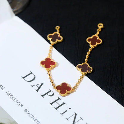 [Moco jewelrys] CLOVER 5 MOTIF RED CORNELIAN BRACELET COLLECTION