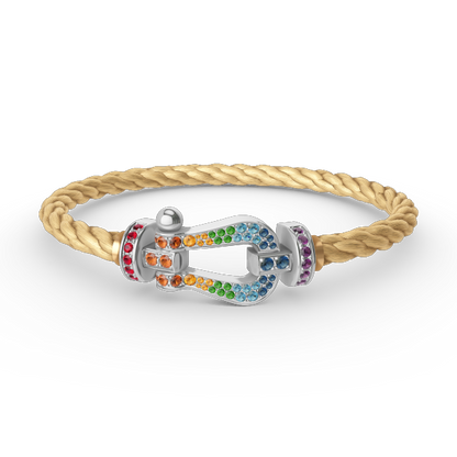 [moco jewelrys]FORC LARGE HORSESHOE  COLORED DIAMOND BRACELET SILVER