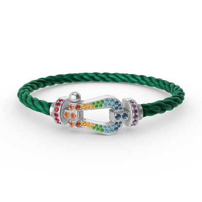[moco jewelrys]FORC LARGE HORSESHOE  COLORED DIAMOND BRACELET SILVER