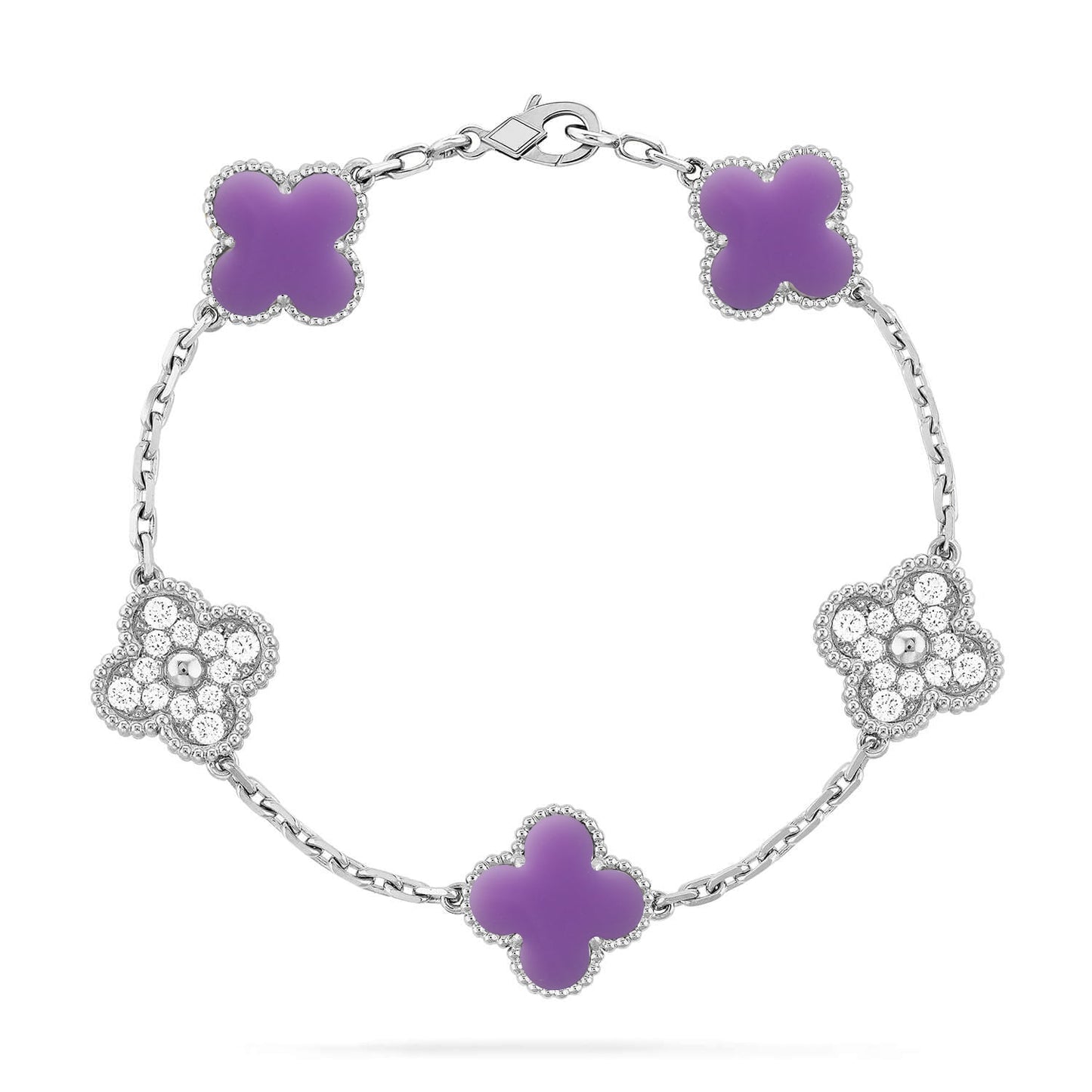 [Moco jewelrys]CLOVER 5 MOTIF LIGHT PURPLE BRACELET COLLECTION