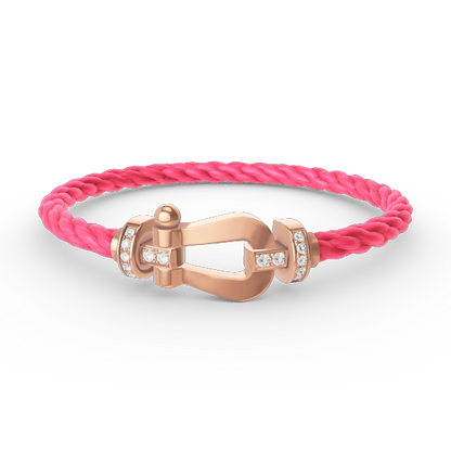 [moco jewelrys]FORCE LARGE HORSESHOE HALF DIAMOND BRACELET ROSE GOLD