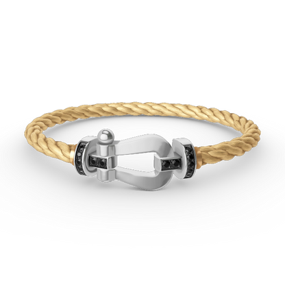 [moco jewelrys]FORCE LARGE HORSESHOE BLACK DIAMOND BRACELET SILVER
