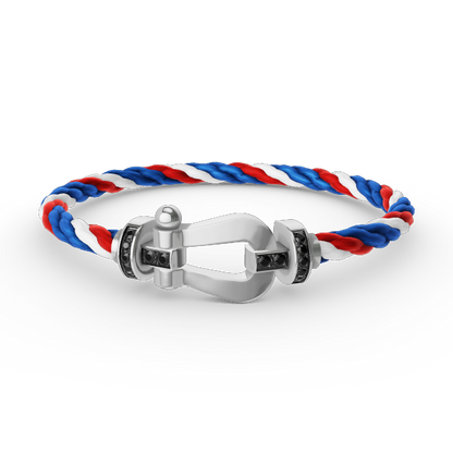 [moco jewelrys]FORCE LARGE HORSESHOE BLACK DIAMOND BRACELET SILVER