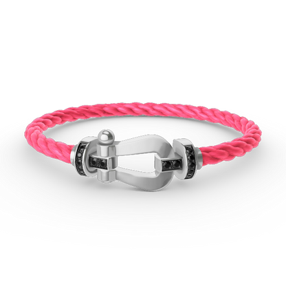 [moco jewelrys]FORCE LARGE HORSESHOE BLACK DIAMOND BRACELET SILVER