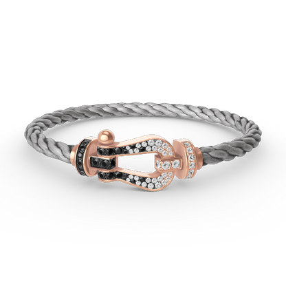 [moco jewelrys]FORCE LARGE HORSESHOE BLACK WHITE DIAMOND BRACELET ROSE GOLD