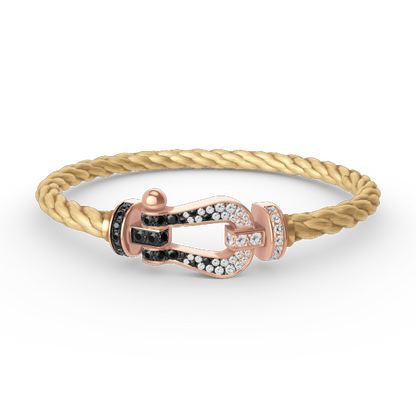 [moco jewelrys]FORCE LARGE HORSESHOE BLACK WHITE DIAMOND BRACELET ROSE GOLD
