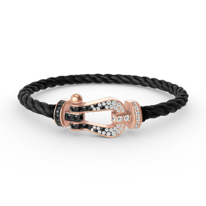 [moco jewelrys]FORCE LARGE HORSESHOE BLACK WHITE DIAMOND BRACELET ROSE GOLD