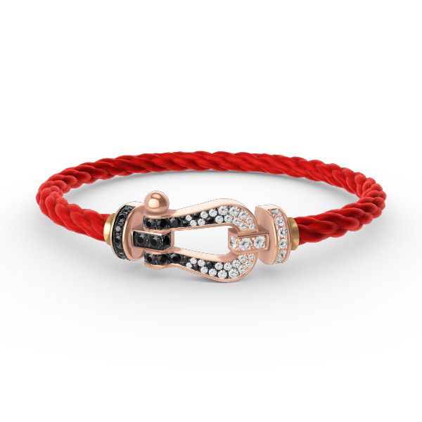 [moco jewelrys]FORCE LARGE HORSESHOE BLACK WHITE DIAMOND BRACELET ROSE GOLD