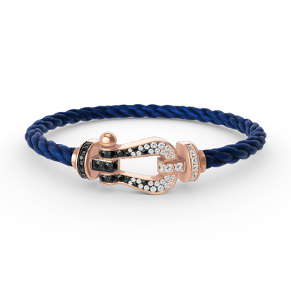 [moco jewelrys]FORCE LARGE HORSESHOE BLACK WHITE DIAMOND BRACELET ROSE GOLD