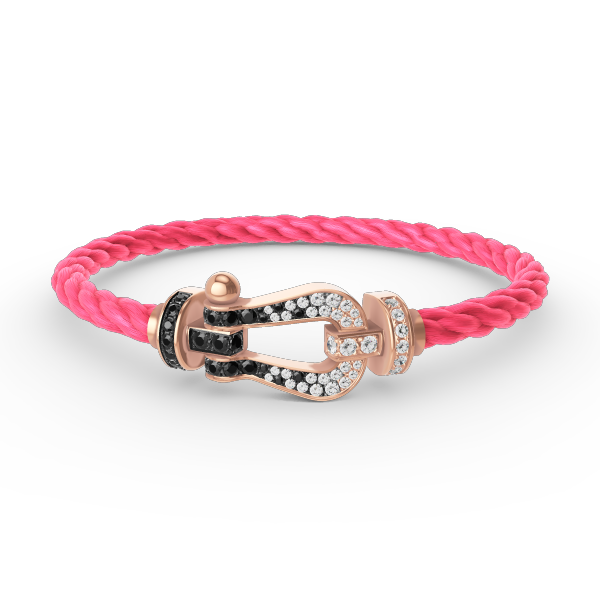 [moco jewelrys]FORCE LARGE HORSESHOE BLACK WHITE DIAMOND BRACELET ROSE GOLD