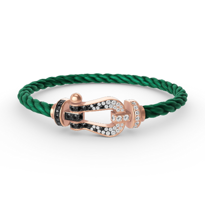 [moco jewelrys]FORCE LARGE HORSESHOE BLACK WHITE DIAMOND BRACELET ROSE GOLD