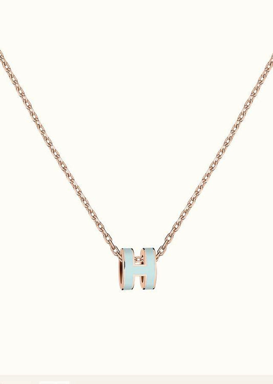 [moco jewelrys]POP H LIGHT BLUE NECKLACE