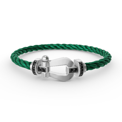 [moco jewelrys]FORCE LARGE HORSESHOE BLACK DIAMOND BRACELET SILVER