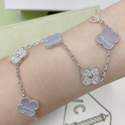 [Moco jewelrys] CLOVER 5 MOTIF PURPLE CHALCEDONY BRACELET COLLECTION