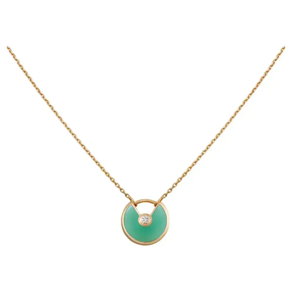[moco jewelrys]AMULETTE GOLD MALACHITE NECKLACE