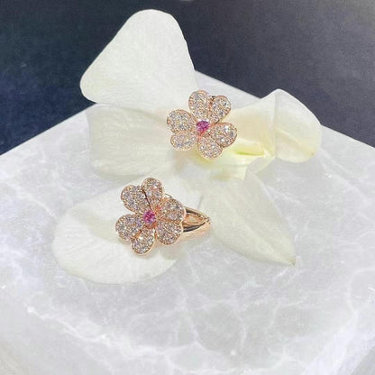 [moco jewelrys]FRIVOLE PINK GOLD FLOWER DIAMOND EARRINGS