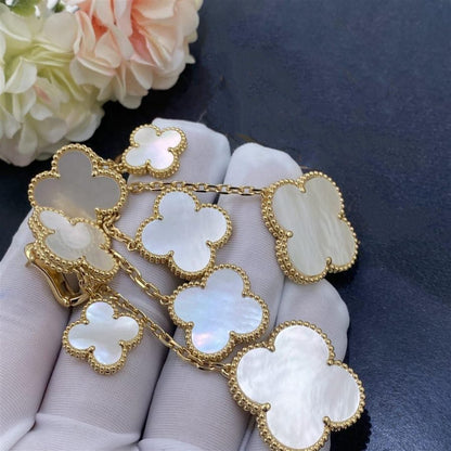 [moco jewelrys]CLOVER EARRINGS WHITE MOP 4 MOTIFS GOLD