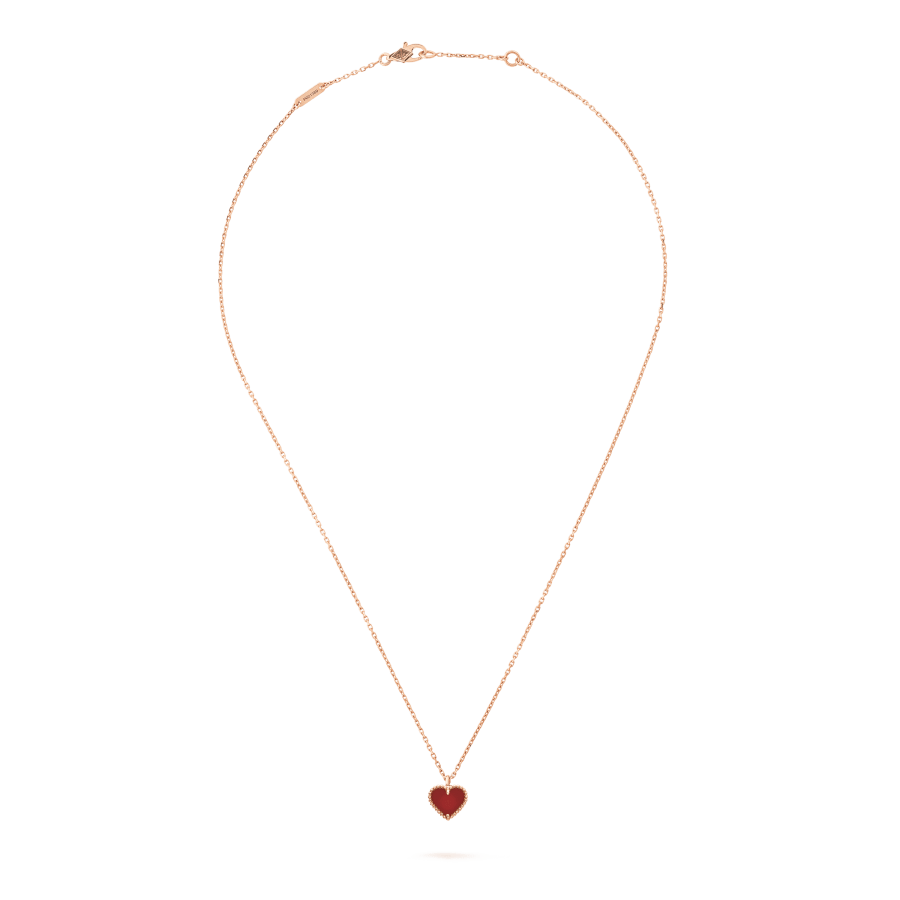 [moco jewelrys]SWEET CLOVER CARNELIAN HEART NECKLACE