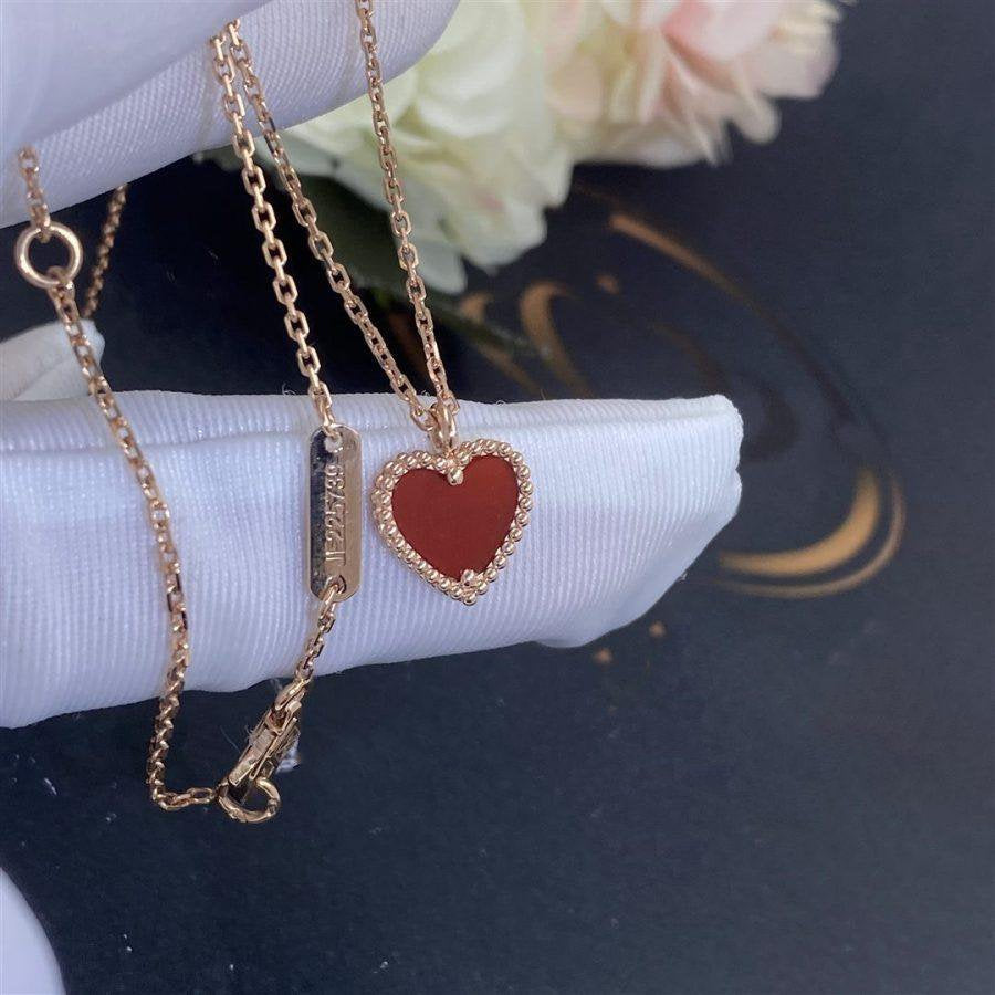[moco jewelrys]SWEET CLOVER CARNELIAN HEART NECKLACE