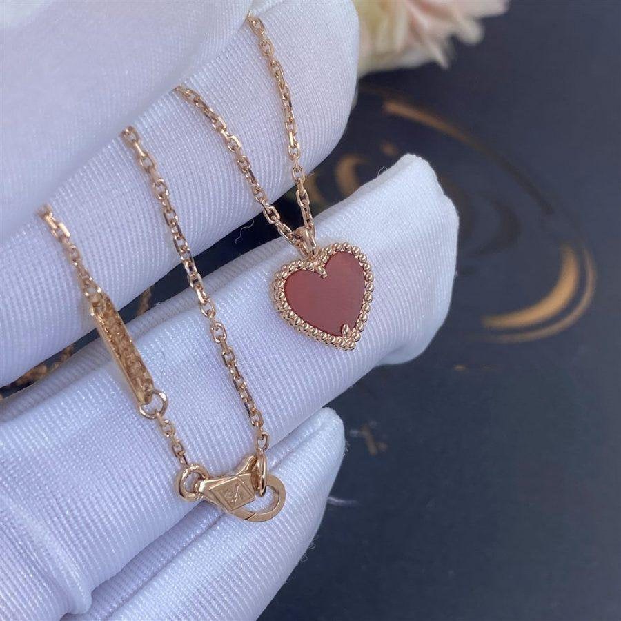 [moco jewelrys]SWEET CLOVER CARNELIAN HEART NECKLACE