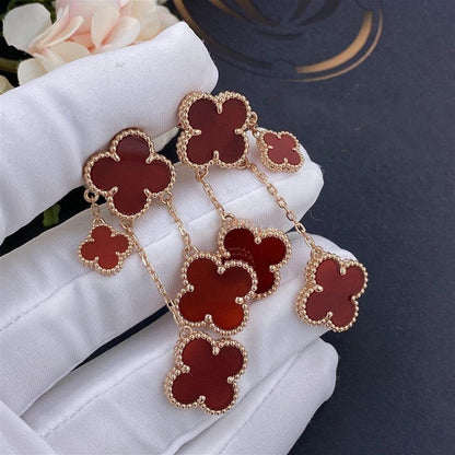 [moco jewelrys]CLOVER EARRINGS CARNELIAN 4 MOTIFS PINK GOLD