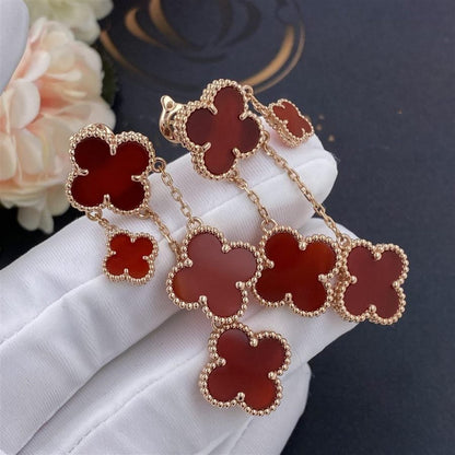 [moco jewelrys]CLOVER EARRINGS CARNELIAN 4 MOTIFS PINK GOLD
