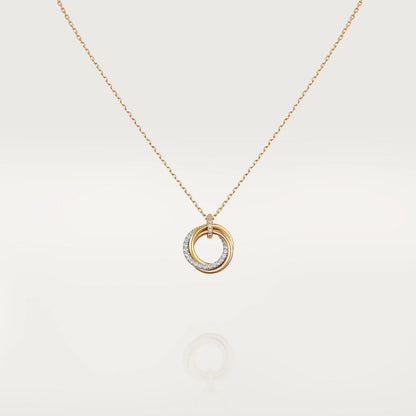 [moco jewelrys]TRINITY NECKLACE SILVER GOLD PINK GOLD DIAMONDS