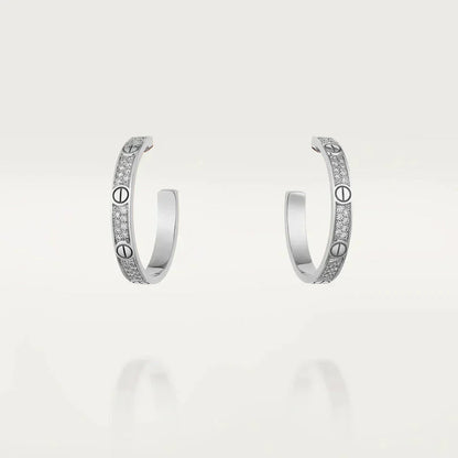 [moco jewelrys]LOVE DIAMOND SILVER HOOP EARRINGS