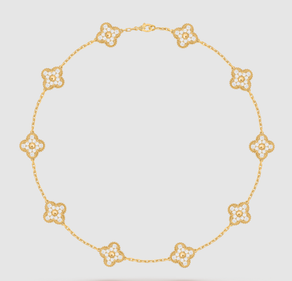 [Moco jewelrys]CLOVER 10 MOTIFS FULL DIAMOND NECKLACE