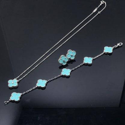 [moco jewelrys]CLOVER 1 DIAMOND BLUE SKY SILVER EARRINGS