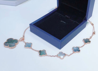 [moco jewelrys]COMBINED BRACELET 5 MOTIFS AND NECKLACE DARK MOP ROSE GOLD